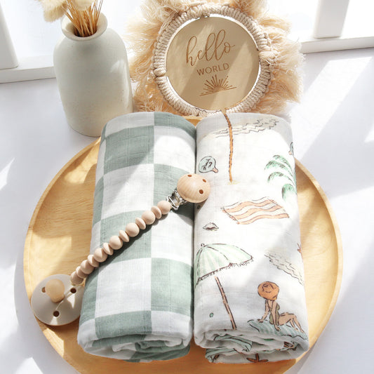 set bamboo cotton baby swaddle