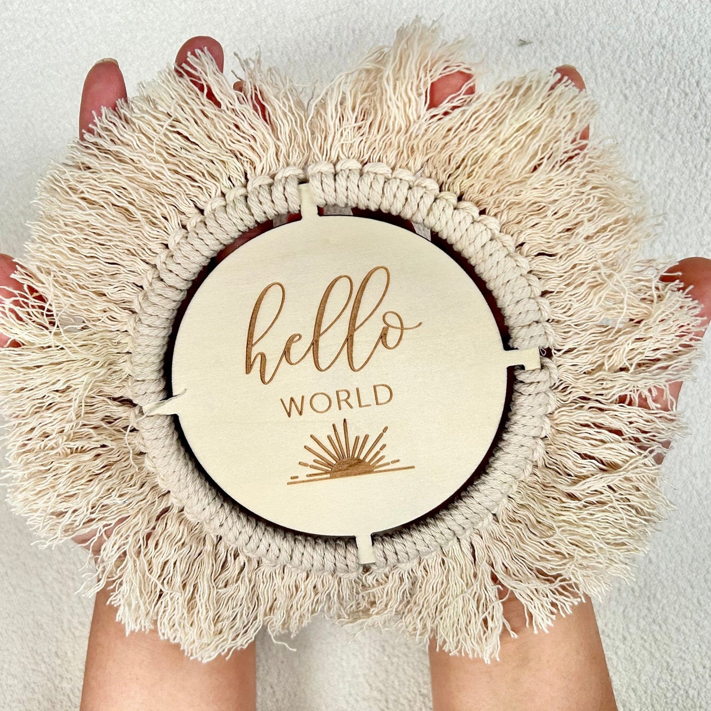 word tassle hello world word card newborn baby gift hamper melbourne love from mama